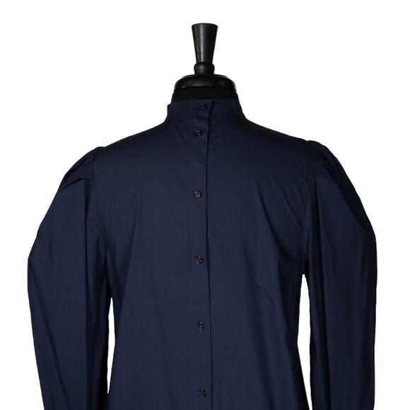 Free People Women's Shirt Blue Button Puff Sleeve Boho Peasant Blouse Top Size M - Picture 7 of 10